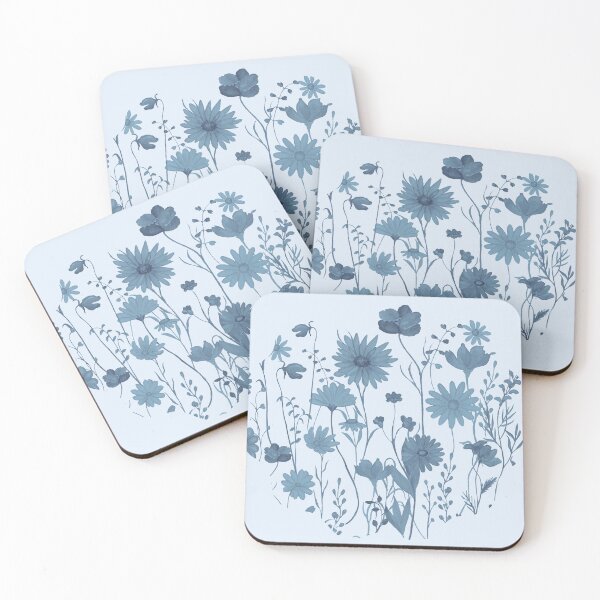 Item preview, Vintage Wildflowers (circular - denim duotone) designed and sold by 247DesignStudio.