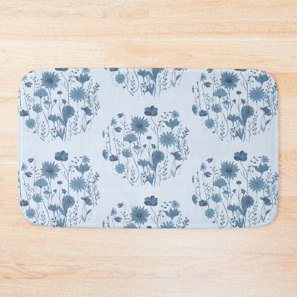 Item preview, Vintage Wildflowers (circular - denim duotone) designed and sold by 247DesignStudio.