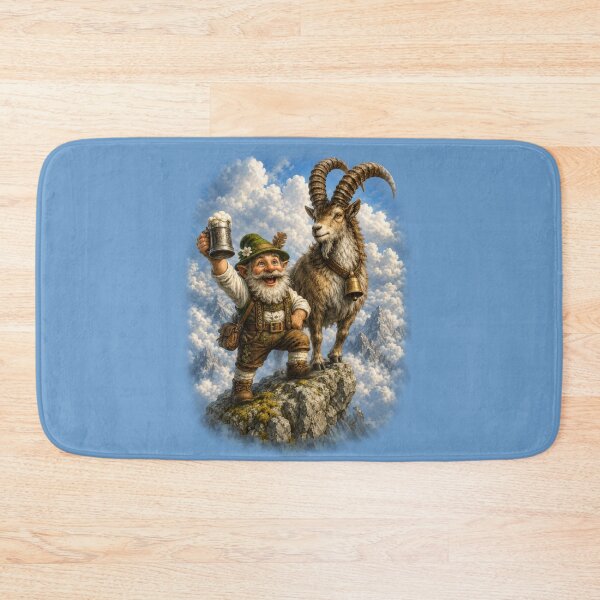 Item preview, King of the Peaks – Bavarian Gnome and Alpine Ibex designed and sold by Alpine-Ink.