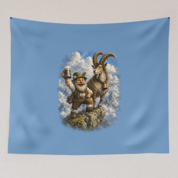 Item preview, King of the Peaks – Bavarian Gnome and Alpine Ibex designed and sold by Alpine-Ink.