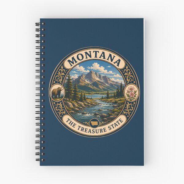 Item preview, Montana Landscape Illustration Travel Art Badge designed and sold by KrisSidDesigns.