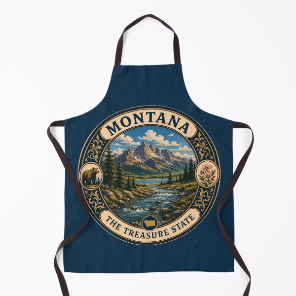 Item preview, Montana Landscape Illustration Travel Art Badge designed and sold by KrisSidDesigns.