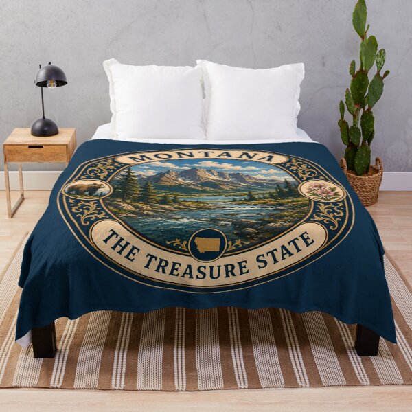 Item preview, Montana Landscape Illustration Travel Art Badge designed and sold by KrisSidDesigns.