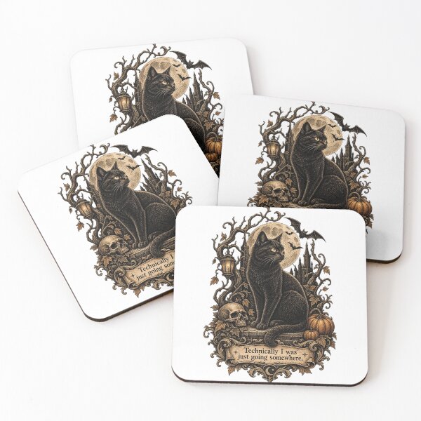Item preview, Technically I Was Just Going Somewhere — Black Cat Halloween designed and sold by Qorvun.