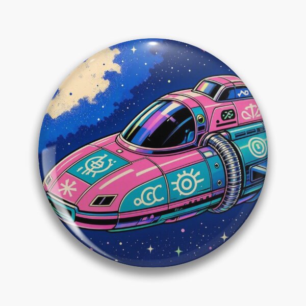 Item preview, Neon Spaceship – Retro Futuristic Cosmic Illustration designed and sold by Dogandesighn.
