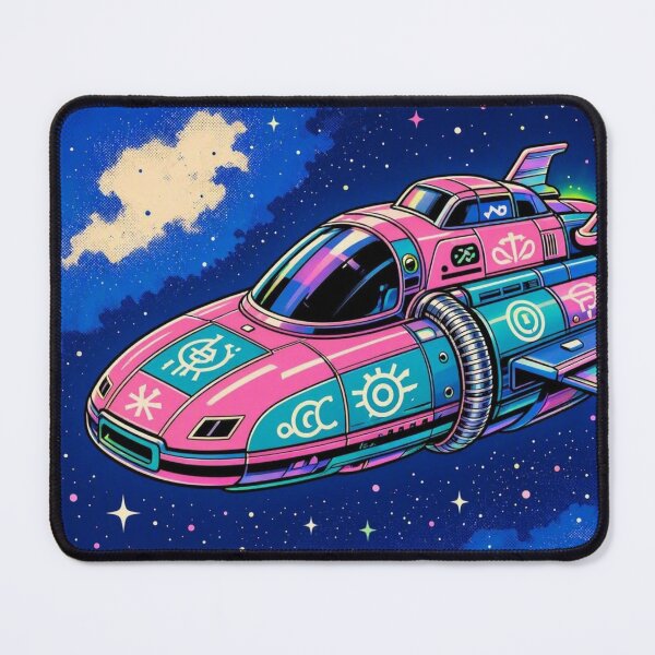 Item preview, Neon Spaceship – Retro Futuristic Cosmic Illustration designed and sold by Dogandesighn.