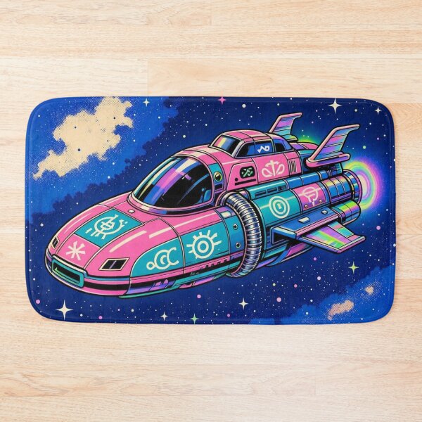 Item preview, Neon Spaceship – Retro Futuristic Cosmic Illustration designed and sold by Dogandesighn.