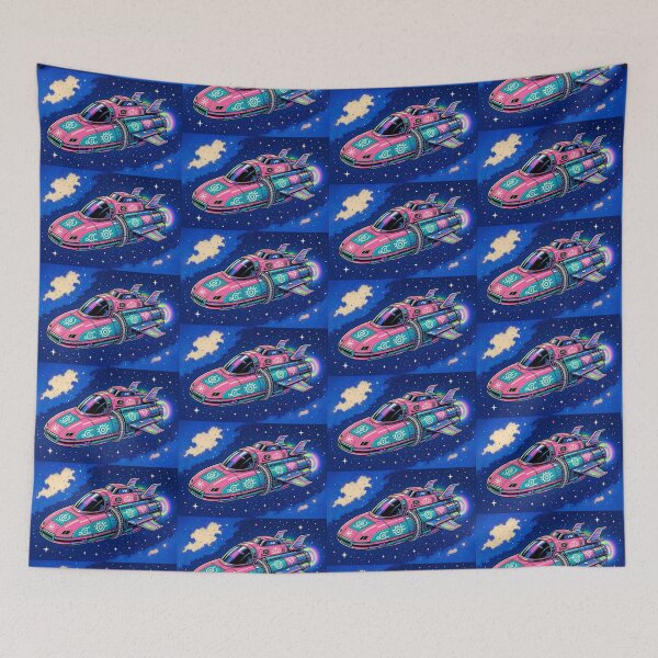 Item preview, Neon Spaceship – Retro Futuristic Cosmic Illustration designed and sold by Dogandesighn.