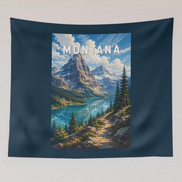 Item preview, Montana Illustration Travel Art Vintage designed and sold by KrisSidDesigns.