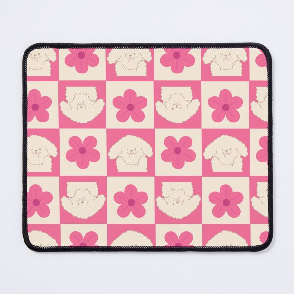 Item preview, Kawaii Dog with Pink Flower Checkerboard designed and sold by J-designing01.
