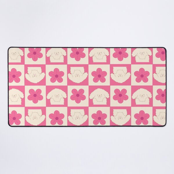 Item preview, Kawaii Dog with Pink Flower Checkerboard designed and sold by J-designing01.