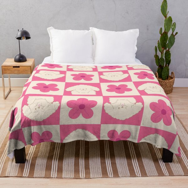 Item preview, Kawaii Dog with Pink Flower Checkerboard designed and sold by J-designing01.