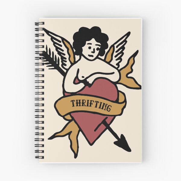 Item preview, I Love Thrifting Cherub Heart Tattoo Illustration – Vintage Thrift Shopper Design designed and sold by cheekylorns.