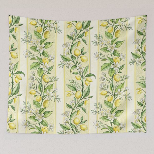 Item preview, Vintage Lemon Blossom Stripe Pattern designed and sold by Storybook Botanica.