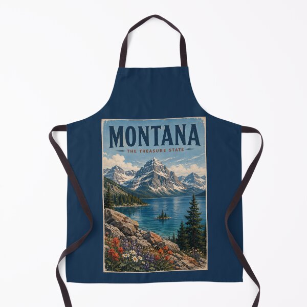 Item preview, Montana Mountains Illustration Travel Art Vintage designed and sold by KrisSidDesigns.