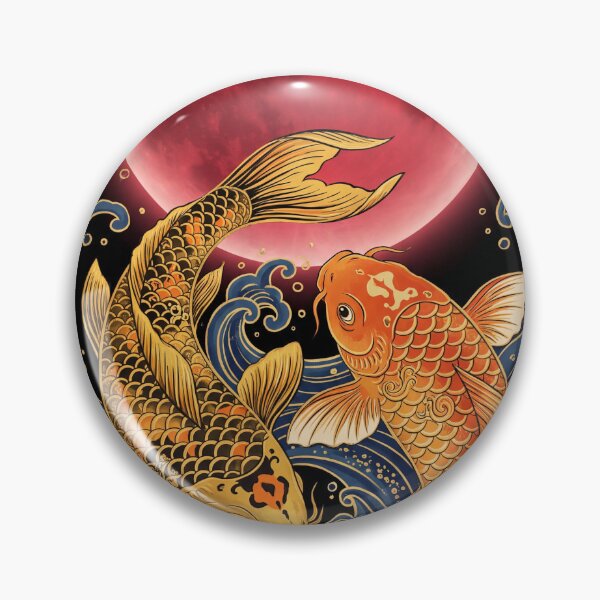 Item preview, Crimson Moon Koi Fish Japanese Ukiyo-e Art designed and sold by SnazzifyDigital.