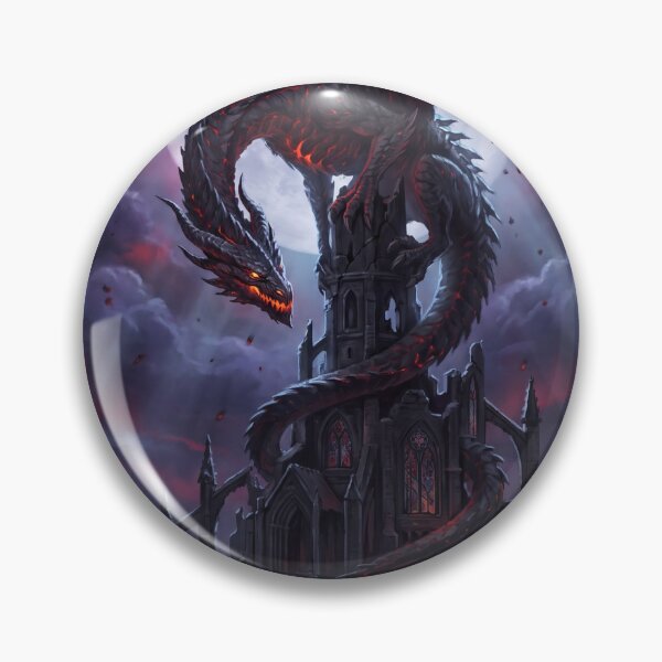 Aperçu de l'œuvre Dragon d'obsidienne Château gothique Art fantastique sombre créée et vendue par SnazzifyDigital.