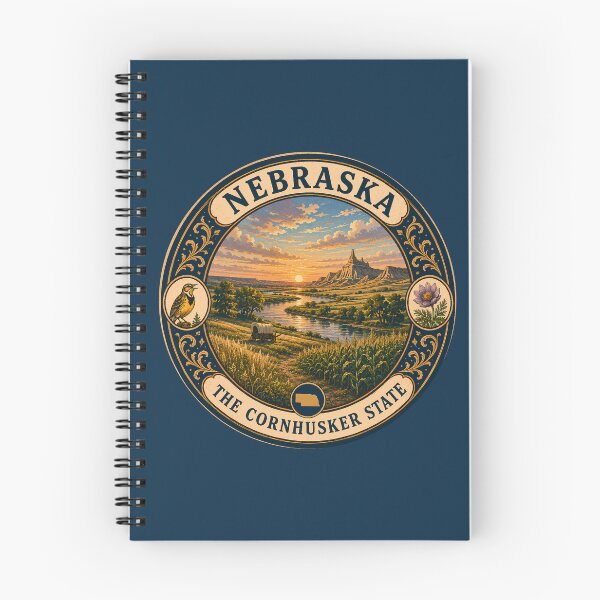 Item preview, Nebraska Landscape Illustration Travel Art Badge designed and sold by KrisSidDesigns.