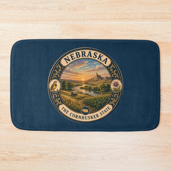 Item preview, Nebraska Landscape Illustration Travel Art Badge designed and sold by KrisSidDesigns.
