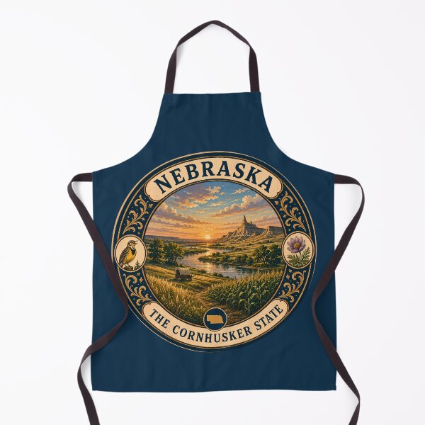 Item preview, Nebraska Landscape Illustration Travel Art Badge designed and sold by KrisSidDesigns.