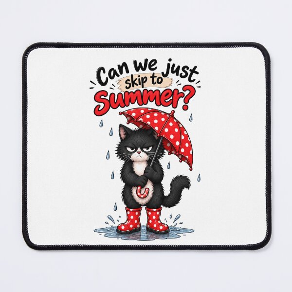 Item preview, Can We Just Skip to Summer? – Grumpy Cat in Rainy Weather designed and sold by LittleGinnyArt.