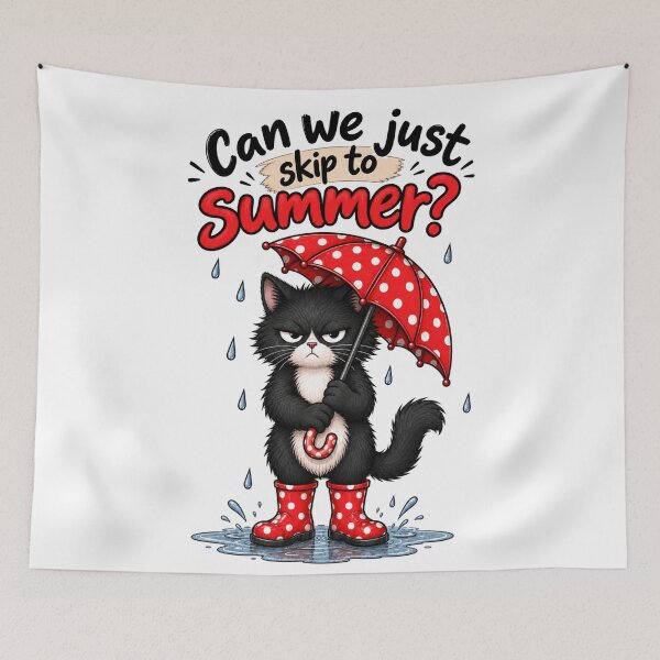 Item preview, Can We Just Skip to Summer? – Grumpy Cat in Rainy Weather designed and sold by LittleGinnyArt.