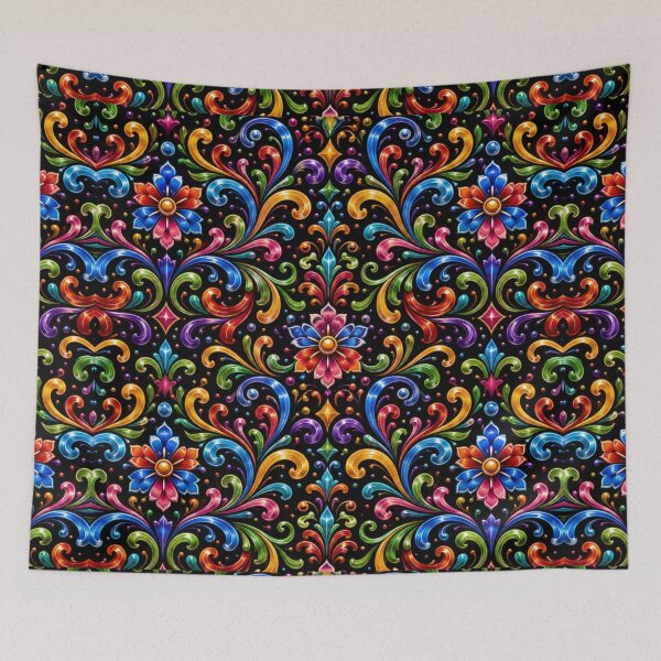 Item preview, Pattern of Flowers and Bright Scrolls – Argentine Fileteado designed and sold by Esencia Argentina.