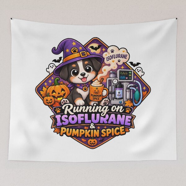 Item preview, Running on Isoflurane & Pumpkin Spice – Veterinary Anesthesia Halloween designed and sold by Bettybee00.