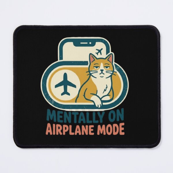 Item preview, Mentally on Airplane Mode – Funny Cat Illustration designed and sold by Dogandesighn.
