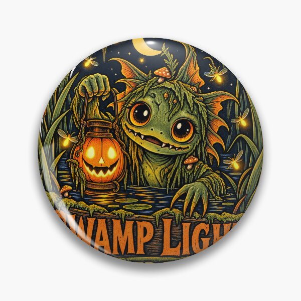 Item preview, Swamp Lights After Dark | Cute Cryptid Halloween Monster designed and sold by devilfronty.