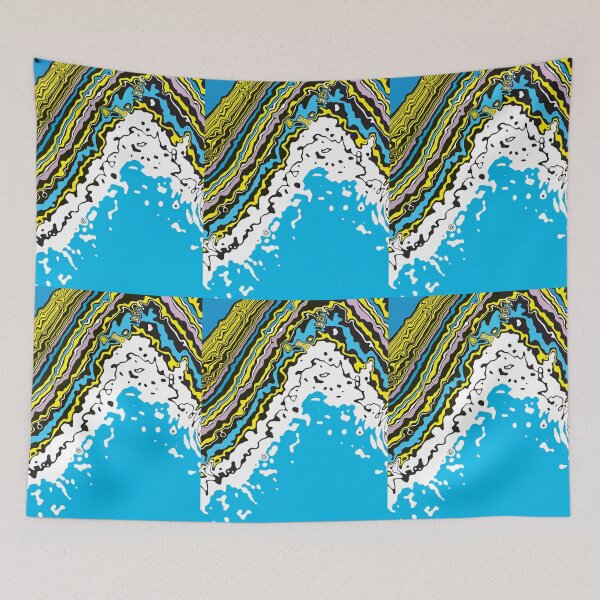 Item preview, Op Art Abstract Ocean Waves in Electric Blue  designed and sold by cremedecolor.