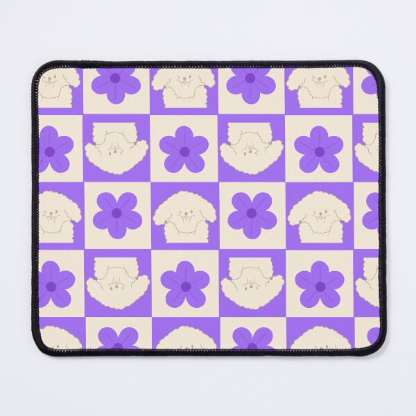 Item preview, Kawaii Dog with Purple Flower Checkerboard designed and sold by J-designing01.