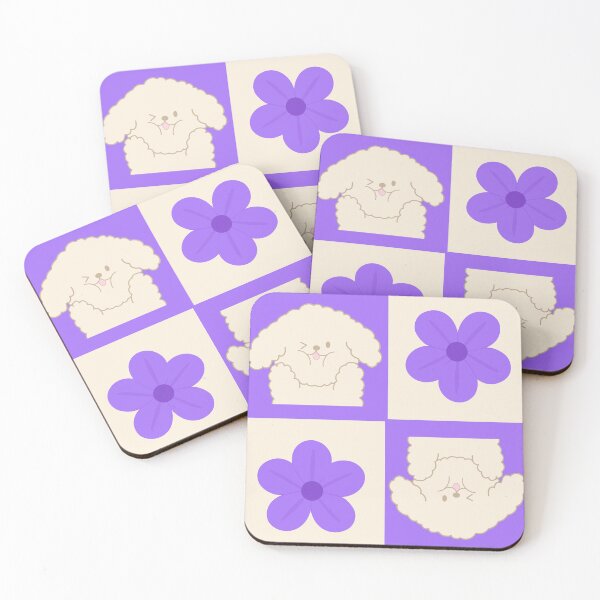 Item preview, Kawaii Dog with Purple Flower Checkerboard designed and sold by J-designing01.
