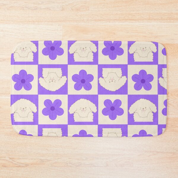 Item preview, Kawaii Dog with Purple Flower Checkerboard designed and sold by J-designing01.