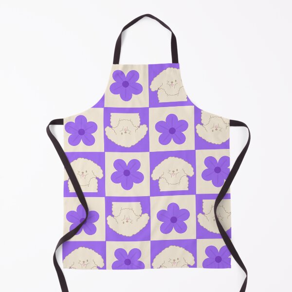 Item preview, Kawaii Dog with Purple Flower Checkerboard designed and sold by J-designing01.