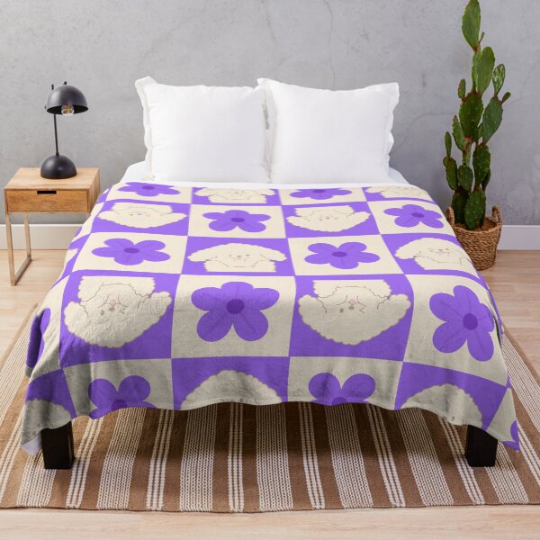 Item preview, Kawaii Dog with Purple Flower Checkerboard designed and sold by J-designing01.