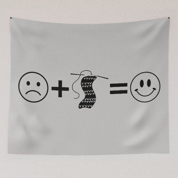 Item preview, Knitting Makes Me Happy — Sad Face Plus Yarn Equals Smile designed and sold by Vision Crafted.