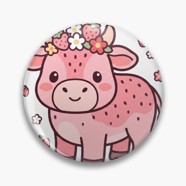 Item preview, Pink Strawberry Cow with Flowers designed and sold by BigBarts11.
