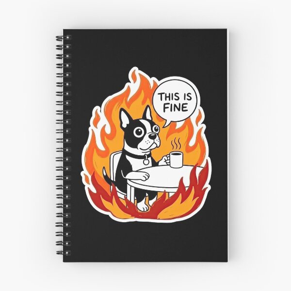 Item preview, Boston Terrier Blazing Room Satire Art designed and sold by Flying Doggo.