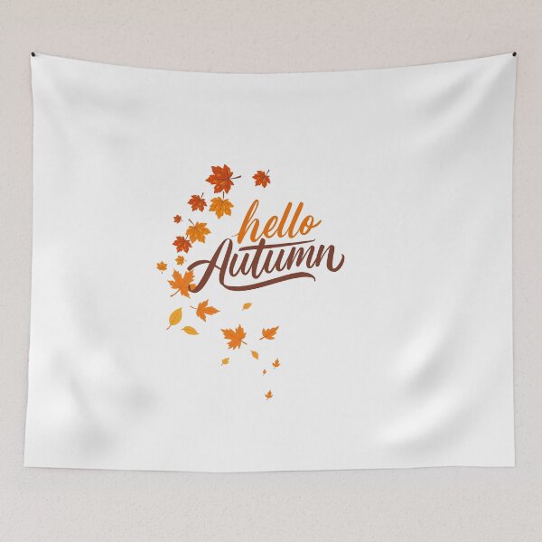 Item preview, Hello Autumn Falling Leaves Typography designed and sold by Esraa-Arts.