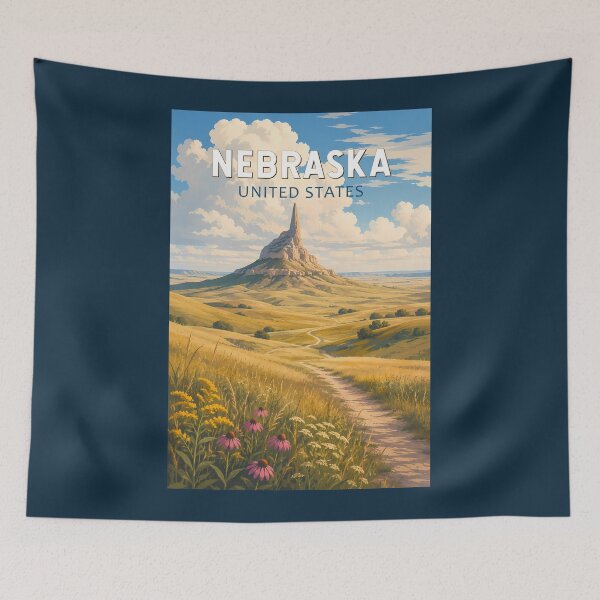 Item preview, Nebraska Illustration Travel Art Vintage designed and sold by KrisSidDesigns.