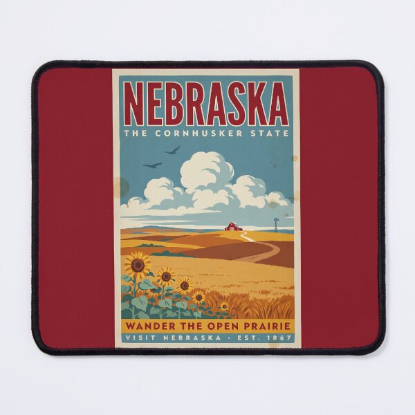 Item preview, Nebraska Prairie Farm Illustration Travel Art Vintage designed and sold by KrisSidDesigns.