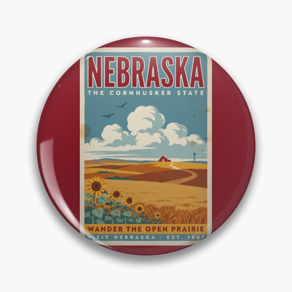 Item preview, Nebraska Prairie Farm Illustration Travel Art Vintage designed and sold by KrisSidDesigns.