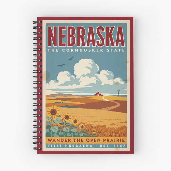 Item preview, Nebraska Prairie Farm Illustration Travel Art Vintage designed and sold by KrisSidDesigns.