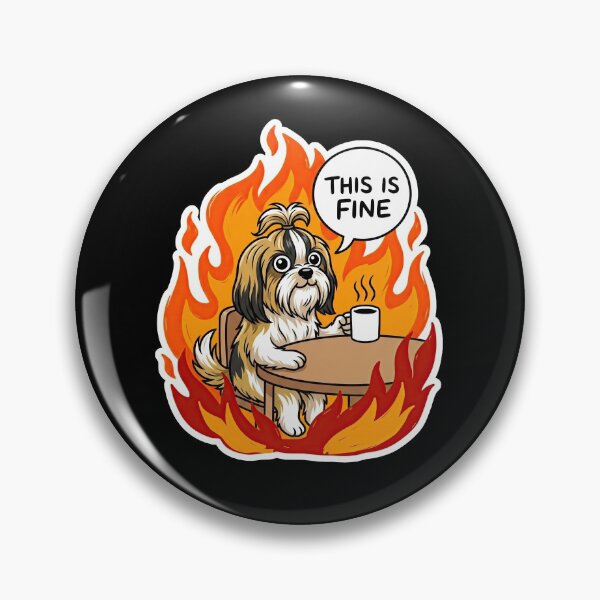 Item preview, Shih Tzu Inferno Desk Satire Illustration designed and sold by Flying Doggo.
