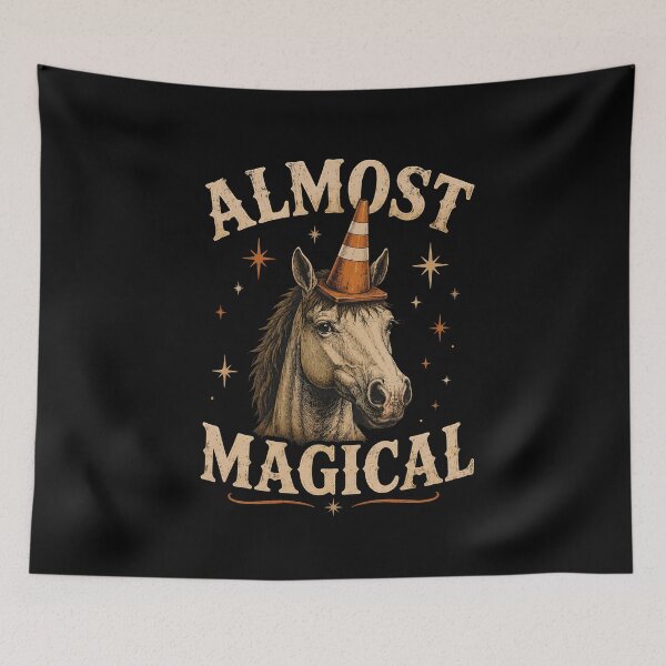 Item preview, Almost Magical Funny Horse Unicorn Traffic Cone Humor Vintage Equestrian Design designed and sold by Lina Caro.