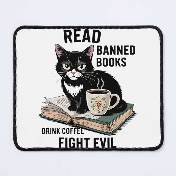 Item preview, Banned Books & Coffee: Black Cat'S Fight Against Evil | Best Gift designed and sold by TalbiahmedRedha.