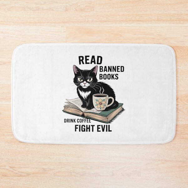 Item preview, Banned Books & Coffee: Black Cat'S Fight Against Evil | Best Gift designed and sold by TalbiahmedRedha.