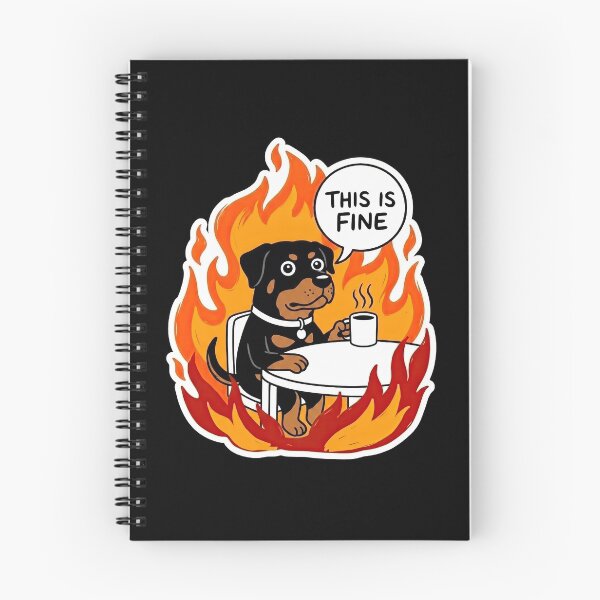 Item preview, Rottweiler Fire Meltdown Comic Satire designed and sold by Flying Doggo.