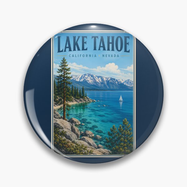 Item preview, Lake Tahoe California Nevada Illustration Travel Art Vintage designed and sold by KrisSidDesigns.